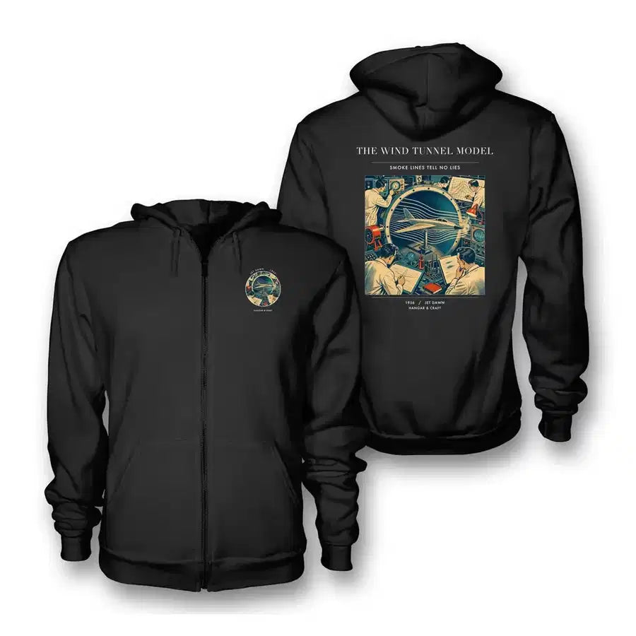 VINTAGE G4174 - The Wind Tunnel Model - Premium Zipped Hoodie design on black