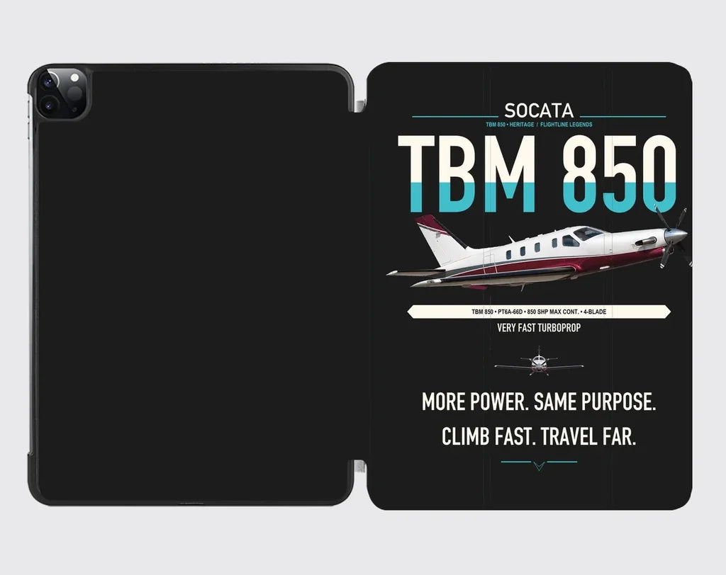 Socata TBM 850 design on black ipad tablet case