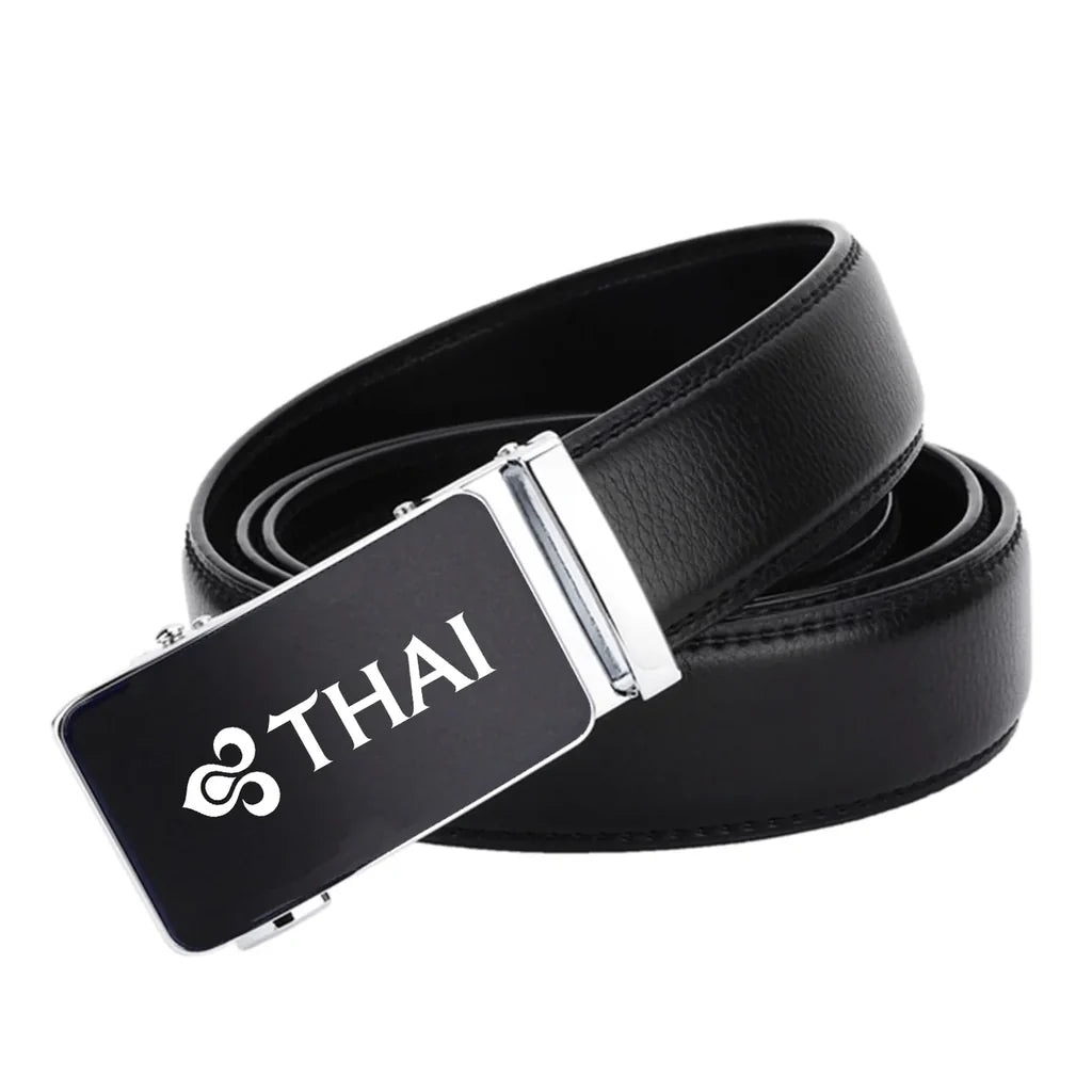 Thai Airways aviation print men's belt, leather.