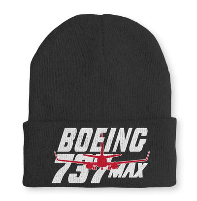 Amazing 737 Max Embroidered aviation embroidery on soft knit fabric beanie.