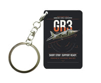 Thumbnail for Hawker Siddeley Harrier GR3 design on black designed key chain, double-side print
