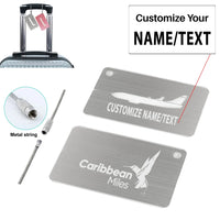 Thumbnail for Carbbean Airlines Aluminum Airplane Luggage tag, Silver + NAME