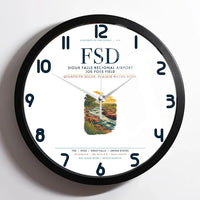 Thumbnail for Sioux Falls Regional Airport Joe Foss Field (FSD) design on white framed wall clock