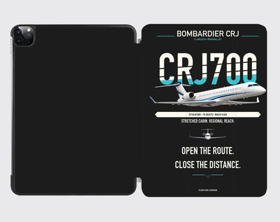 Bombardier CRJ700 design on black ipad tablet case