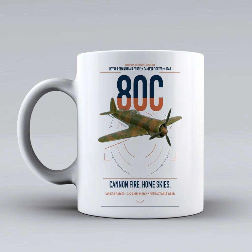 IAR 80C design on white ceramic mug, double-side print