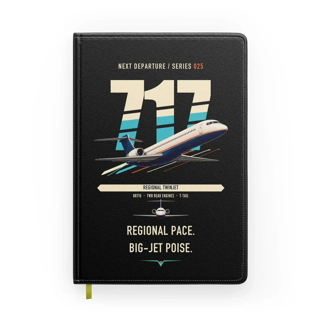 Boeing 717-200 design on black notebook