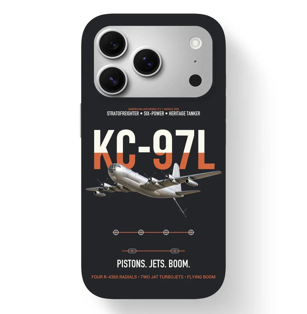 KC-97L STRATOFREIGHTER design on black magsafe iphone case, for iPhone 17 Pro