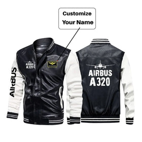 Airbus A320 & Plane Stylish Leather Bomber Jackets