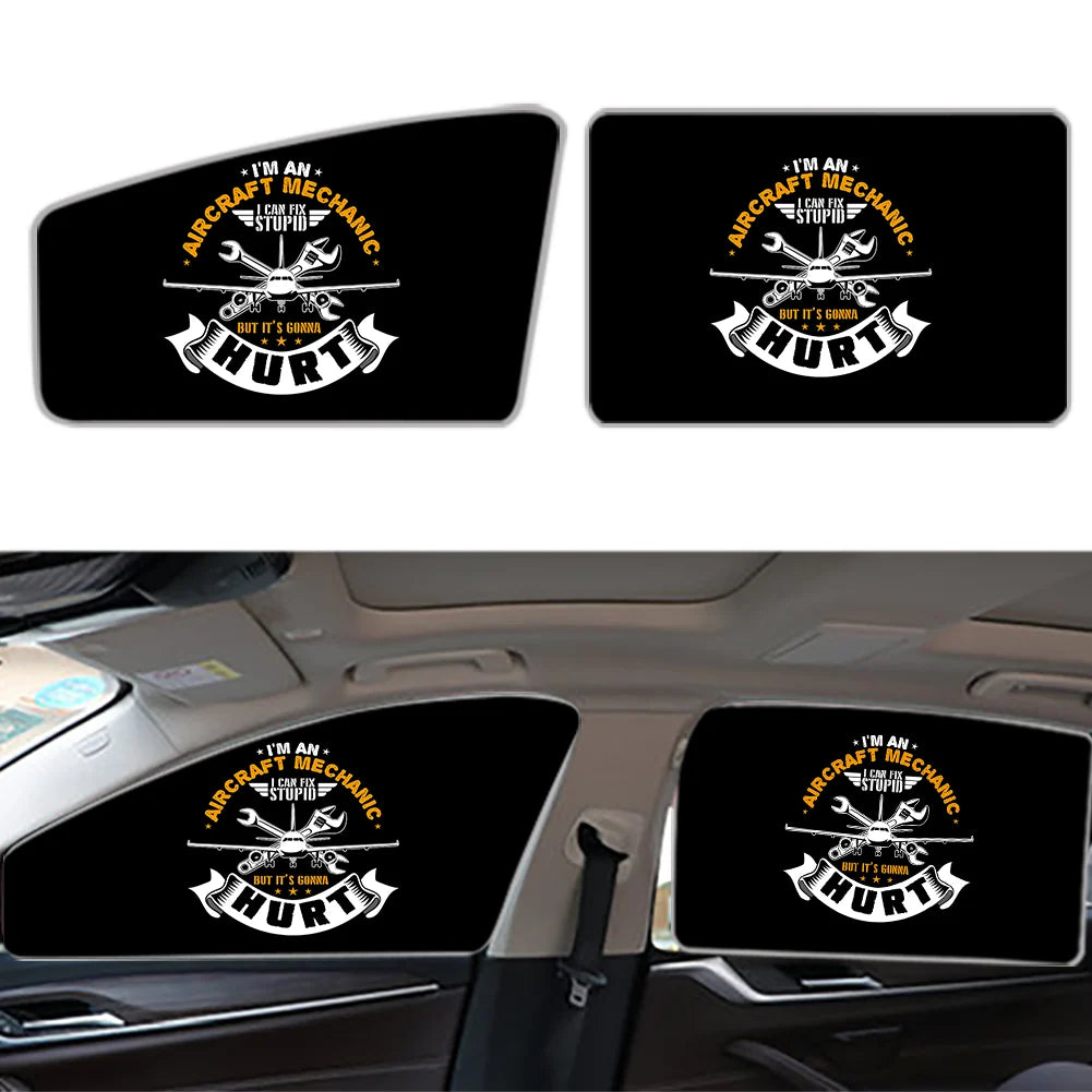I'm an Aircraft Mechanic Car Sun Shade (Side window) aviation design on reflective polyester car side window sun shade.