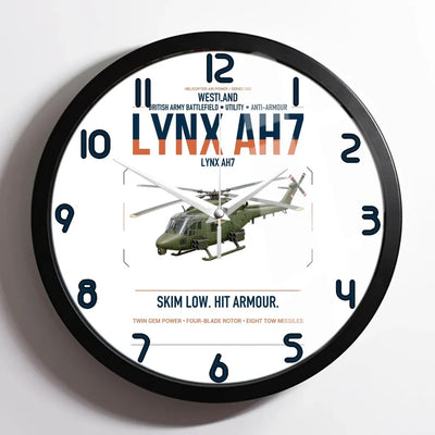 Westland Lynx AH7 design on white framed wall clock