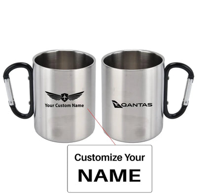 Qantas Airlines Airways Airlines aviation design on outdoor mug, durable insulated construction.