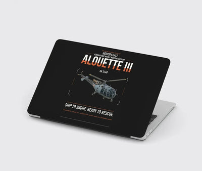 Aérospatiale SA 316B Alouette III design on black MacBook case