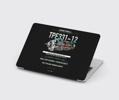 TPE331-12 design on black MacBook case