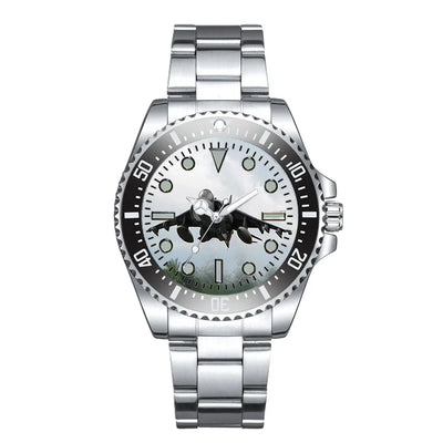 Departing Super Fighter Jet Luxury Aviators aviation aviator watch, premium stainless steel body with engraved detail.