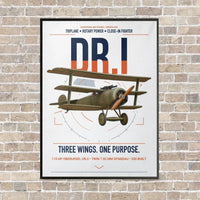 Thumbnail for Fokker Dr.I vertical canvas print - framed - white background