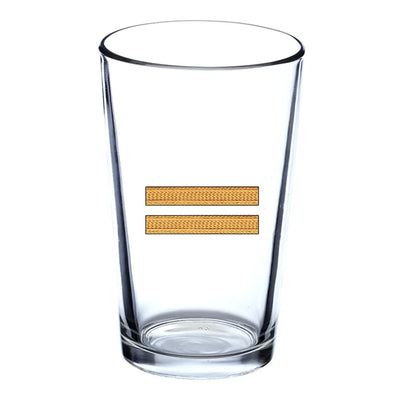 Golden Pilot Epaulettes (2 Lines) Beer & aviation design on beer water glass, versatile drinkware.