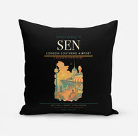 Thumbnail for London Southend Airport (SEN) design on black pillow