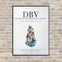 Thumbnail for Dubrovnik Ruđer Bošković Airport DBV vertical canvas print - framed - white background