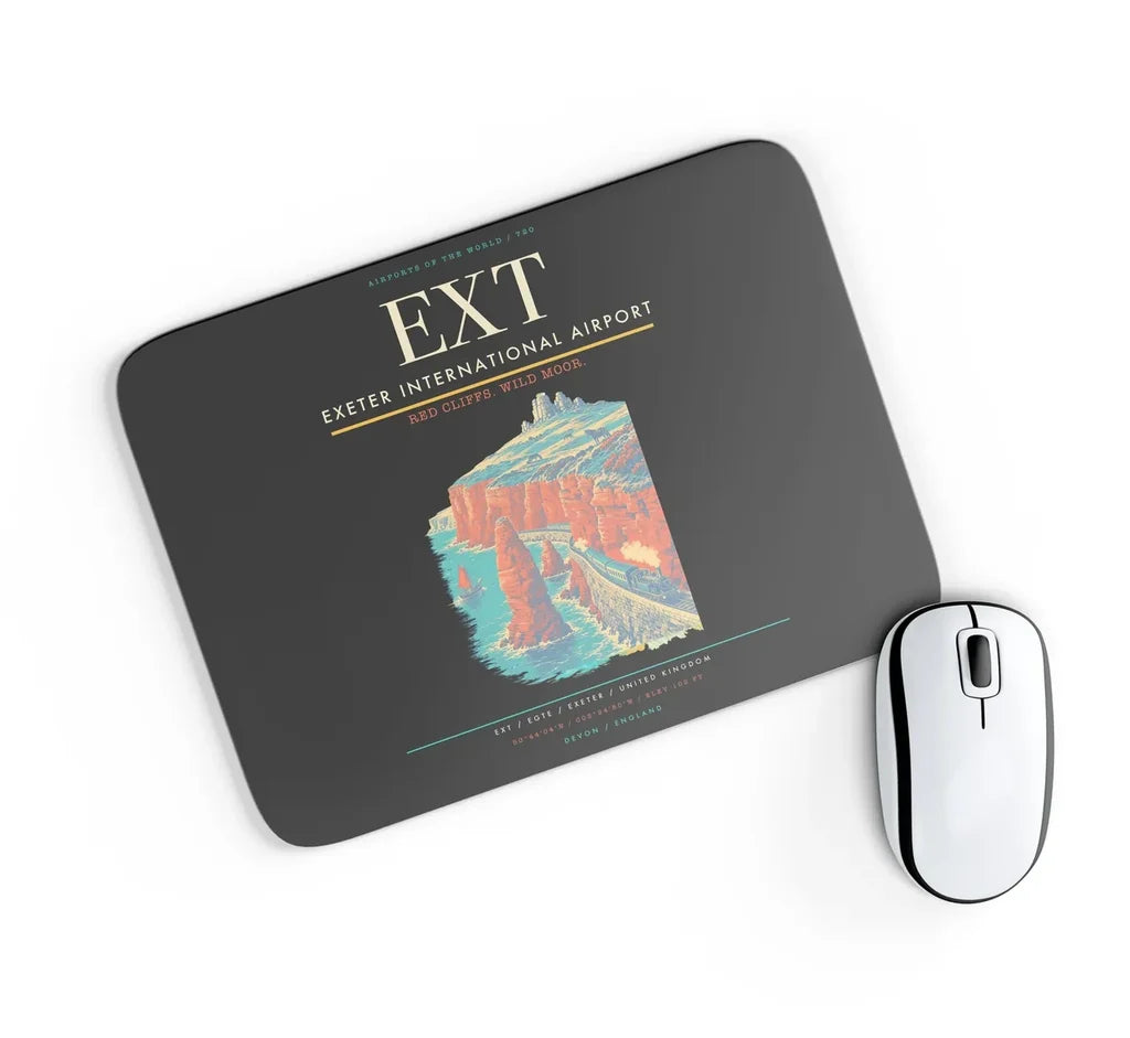 Exeter International Airport (EXT) design on black rectangle mouse pad