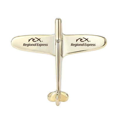 Rex Airlines Airplane Shape aviation airplane-shape brooch, polished alloy body with engraved detail.