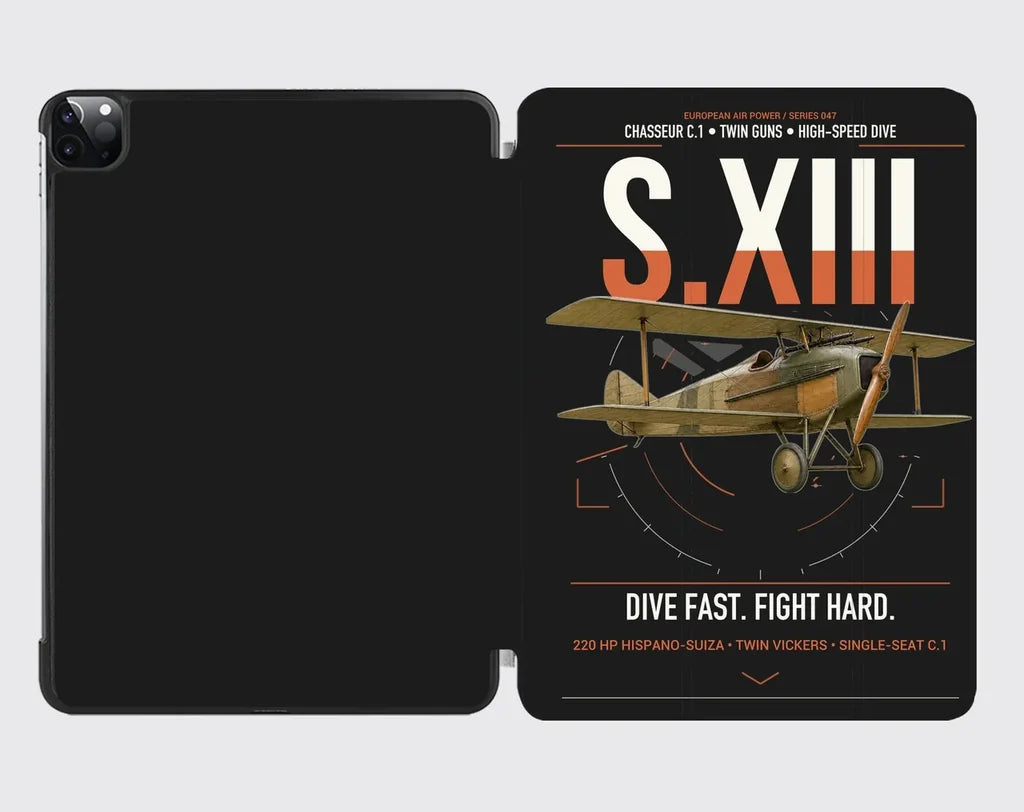 SPAD S.XIII C.1 design on black ipad tablet case
