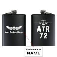 Thumbnail for ATR-72 & Plane aviation design on stainless hip flask, compact pocket-size flask.