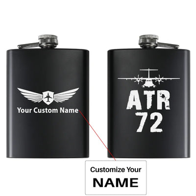 ATR-72 & Plane aviation design on stainless hip flask, compact pocket-size flask.