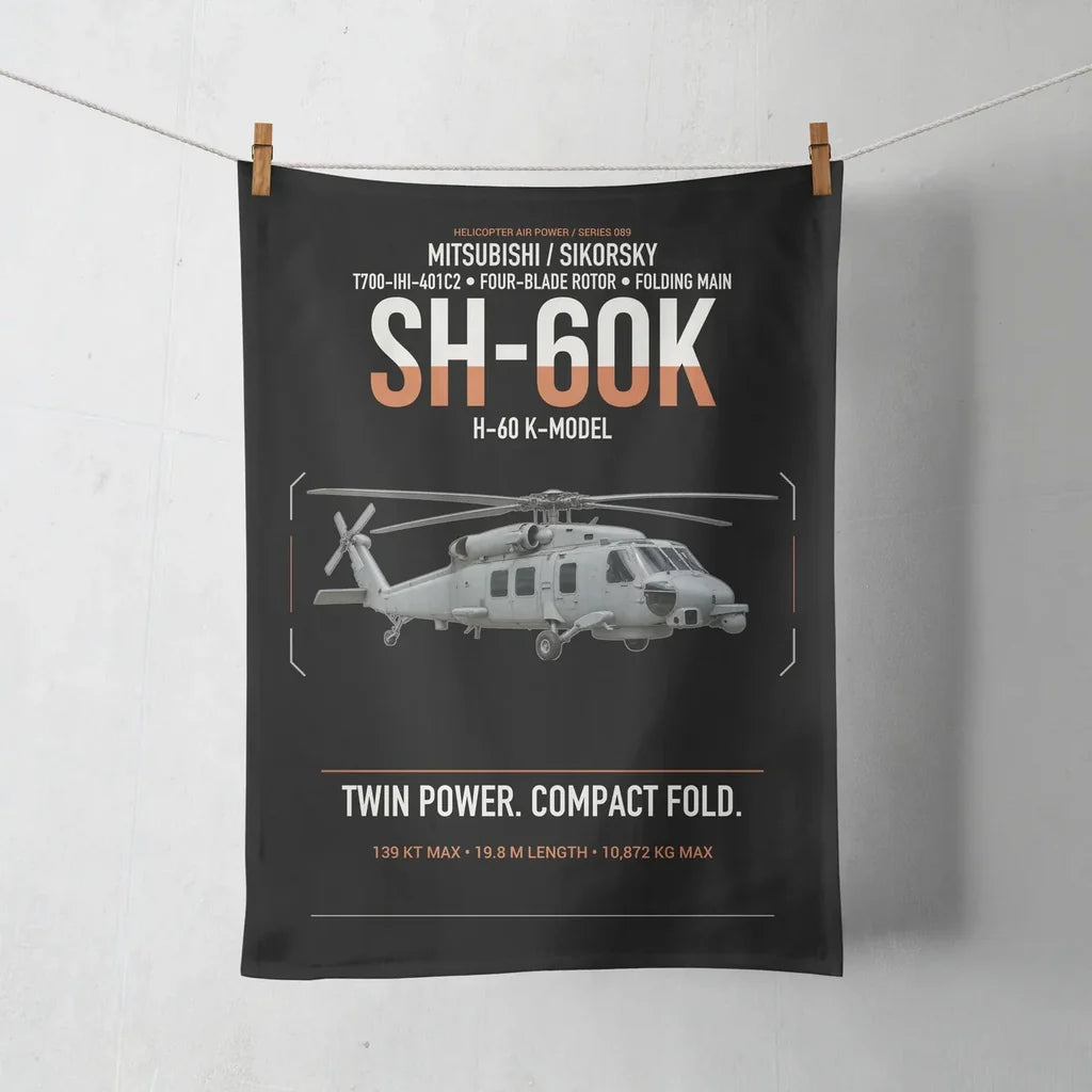 Mitsubishi Sikorsky SH-60K design on black towel