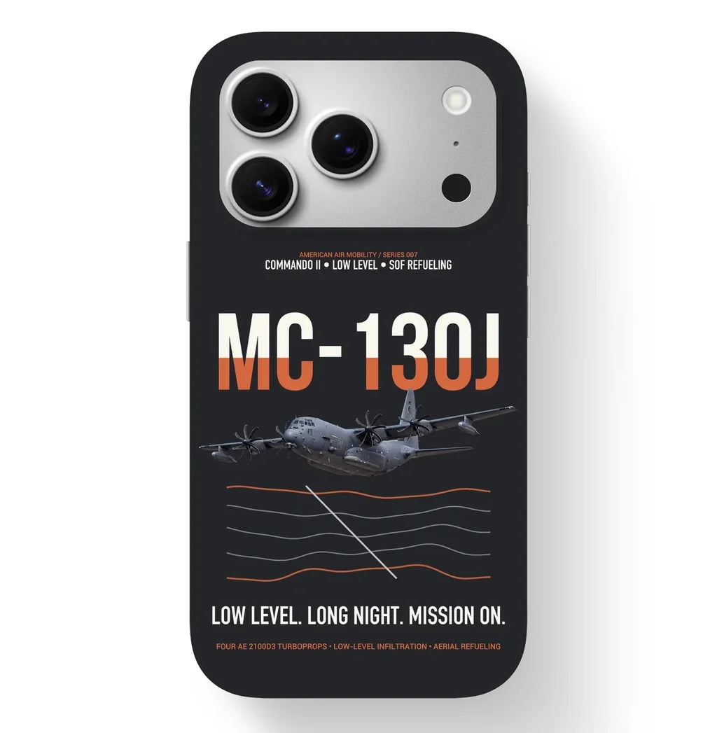 MC-130J COMMANDO II design on black magsafe iphone case, for iPhone 17 Pro