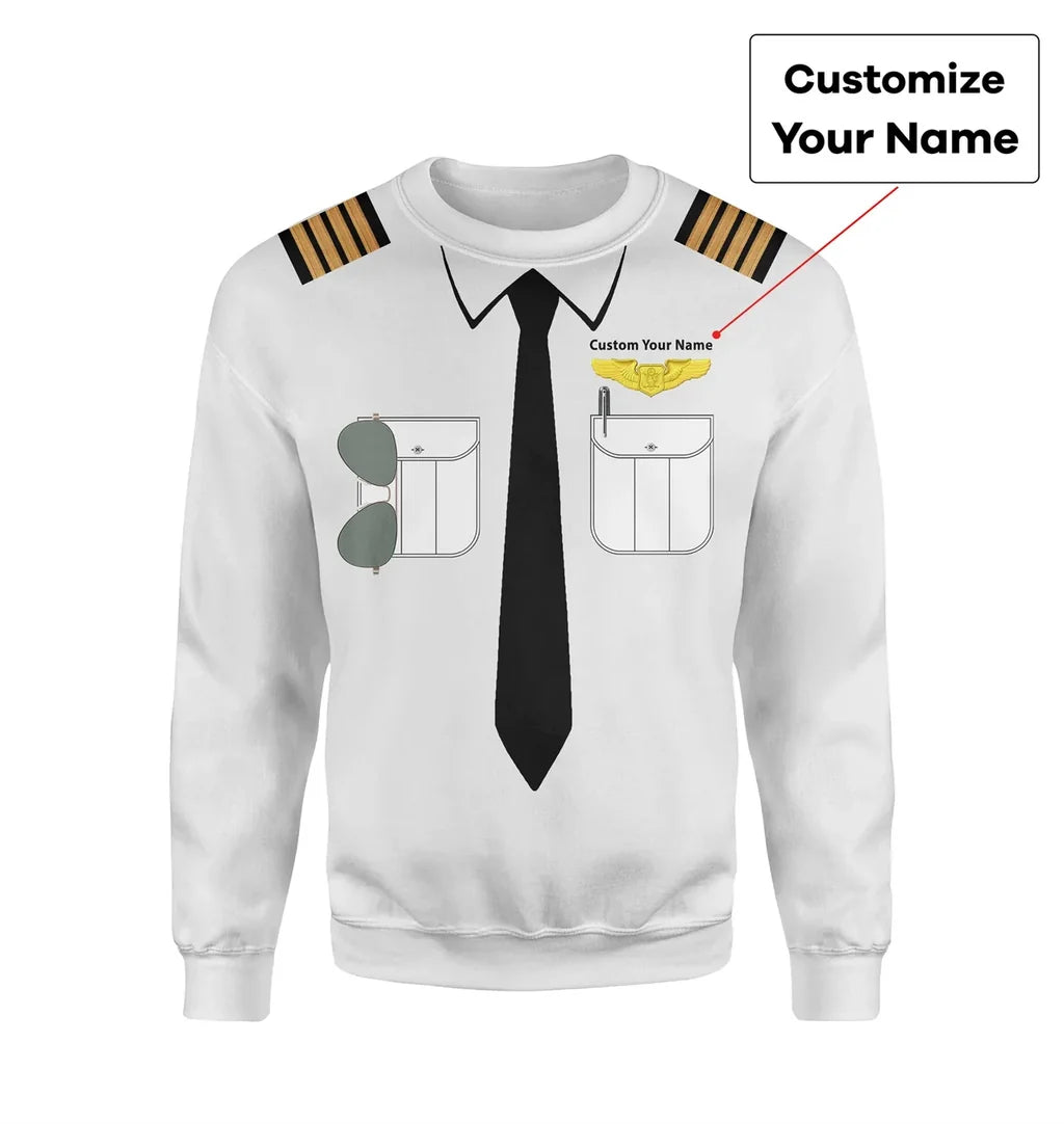 Customizable Pilot Uniform (Special US Air Force) 3D Sweatshirts aviation design on crisp poplin cotton pilot uniform clothin.