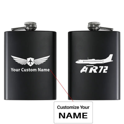 The ATR72 aviation design on stainless hip flask, compact pocket-size flask.