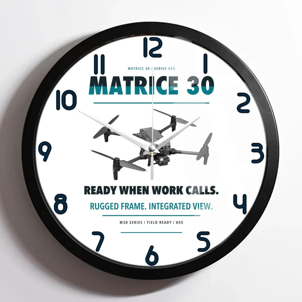 DJI Matrice 30 design on white framed wall clock