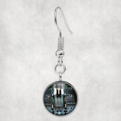Airbus A320 Cockpit aviation-themed earrings, polished hypoallergenic alloy.