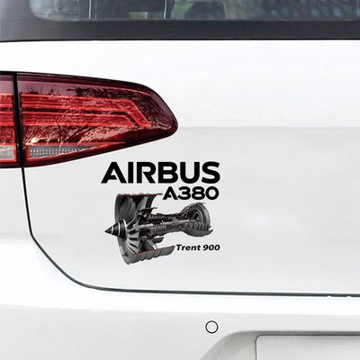Airbus A380 & Trent 900 Engine Car aviation design car sticker in weather-resistant vinyl.
