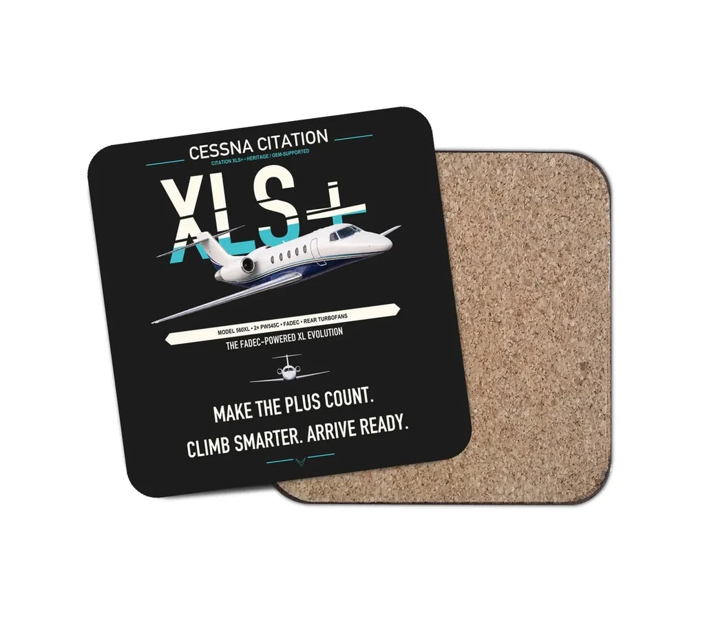 Cessna Citation XLSPlus design on black 1 piece coaster