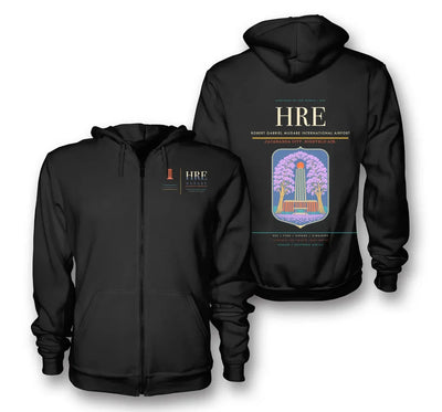 Harare Airport (HRE) design on black premium zipped hoodie
