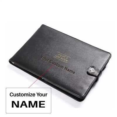 Genuine Leather Pilot Logbook Cover - 26x18cm aviation themed pilot accessory, premium build.