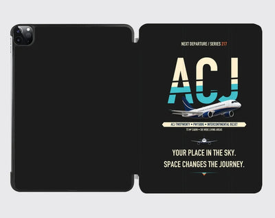 Airbus ACJ TwoTwenty design on black ipad tablet case