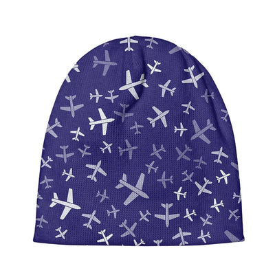 Different Sizes Seamless Airplanes aviation embroidery on soft knit fabric 3D knit beanie.