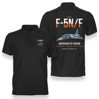 Thumbnail for F-5N F Adversary design on black double-side polo t-shirt, double-side print