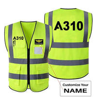 Thumbnail for Airbus A310 Flat Text aviation design printed on high-visibility reflective fabric reflective vest.