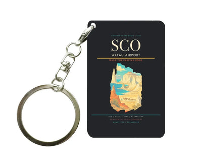 Aktau Airport (SCO) design on black key chain