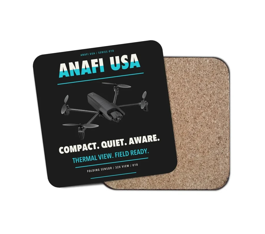 Parrot ANAFI USA design on black 1 piece coaster