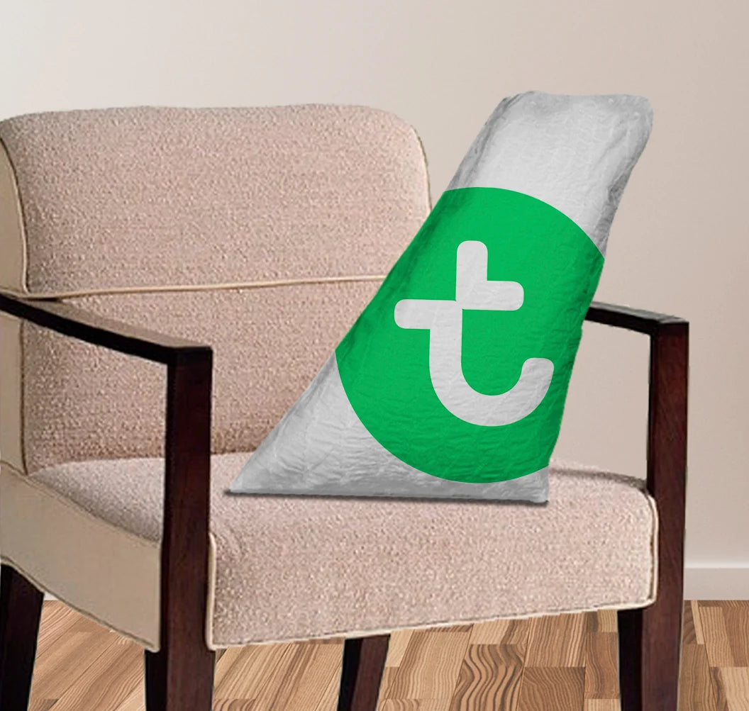 Transavia Airlines aviation design on soft polyester filling aircraft tail pillow.