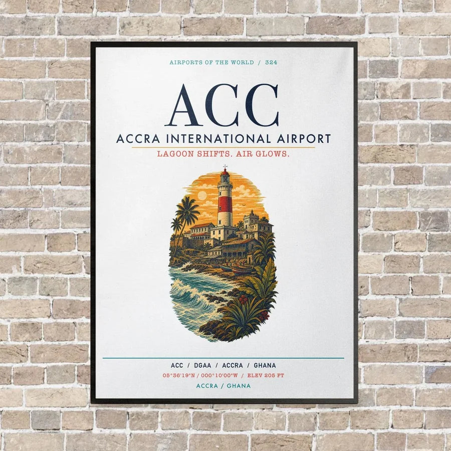 Accra International Airport ACC vertical canvas print - framed - white background