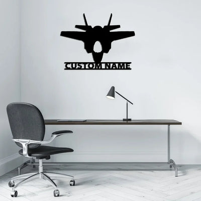 Fighter Jet 35 Silhouette aviation design on durable metal with painted finish metal wall sign.