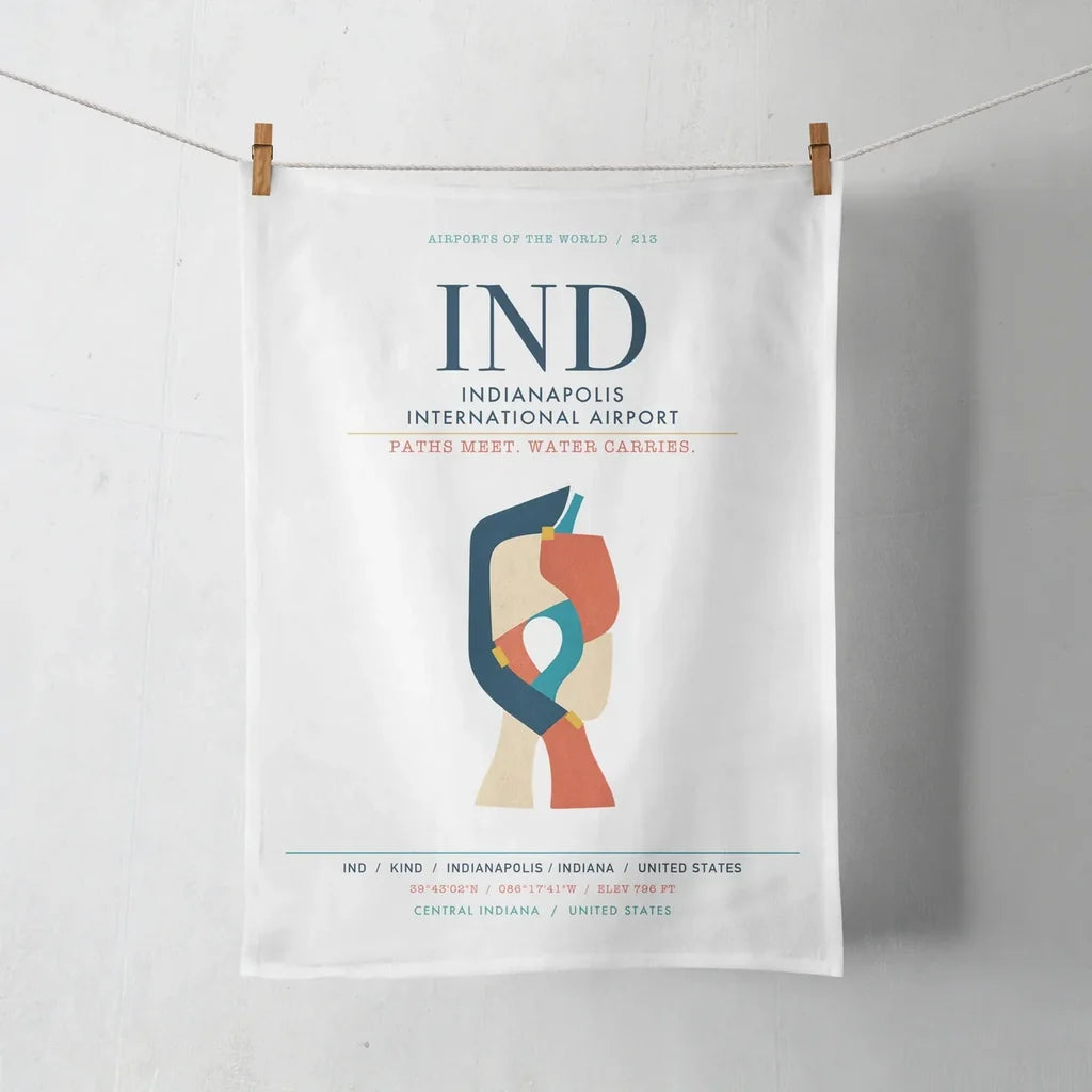 Indianapolis International Airport (IND) design on white towel