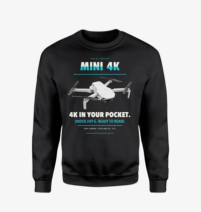 DJI Mini 4K design on black sweatshirt