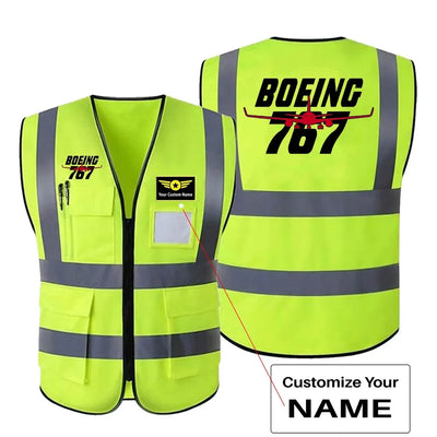 Amazing Boeing 767 aviation design printed on high-visibility reflective fabric reflective vest.