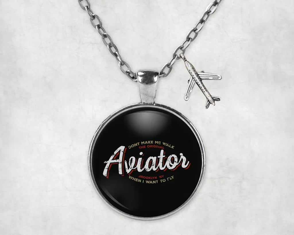 Aviator - Dont Make Me Walk aviation necklace, stainless steel body with engraved detail.